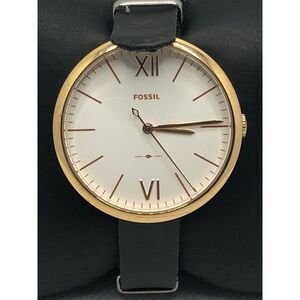 Fossil ES4355 Women Black Leather Analog Silver Dial Quartz Genuine Watch OL172